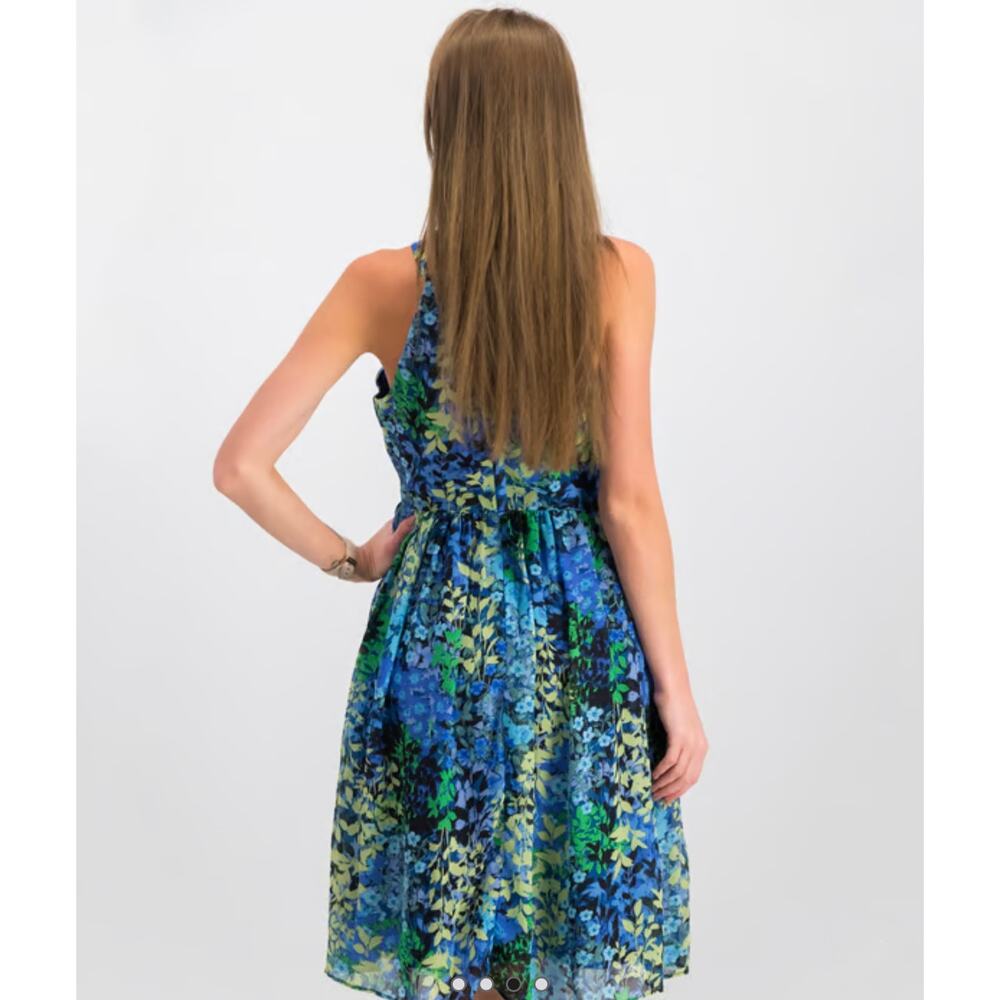 Nicole Miller Studio blue floral dress size 4 - Picture 4 of 14